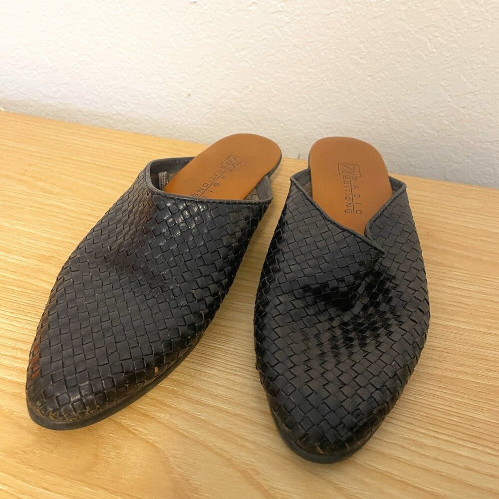 Black Flat Mules | Size 7.5